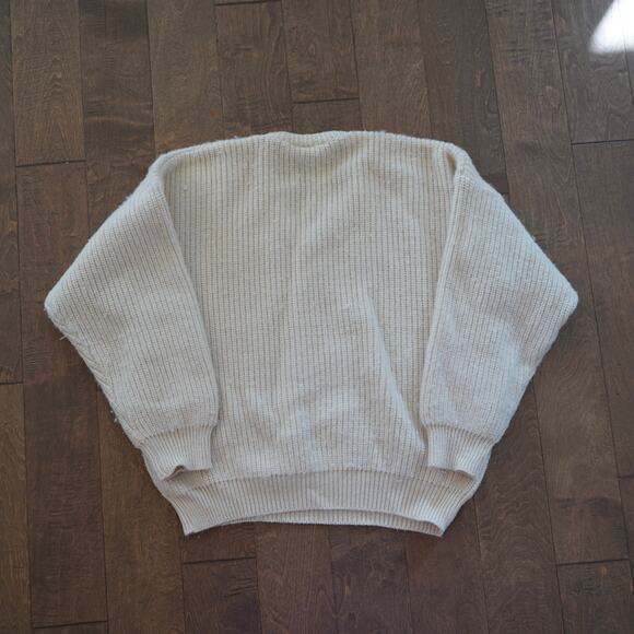 VTG Great Australian Sweater Long Sleeve V Neck Ribbed Sweater Cream XL - Picture 2 of 4